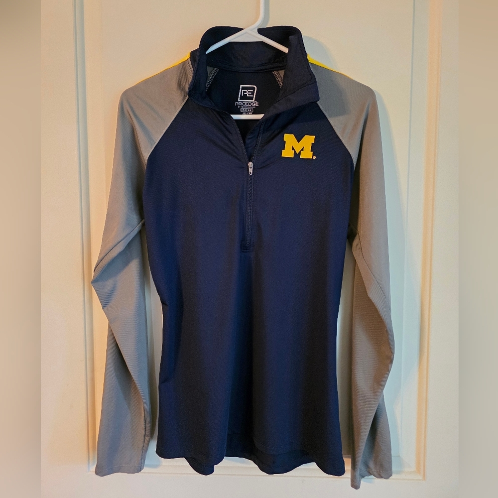 Michigan Navy and Gray Quarter-Zip Pullover